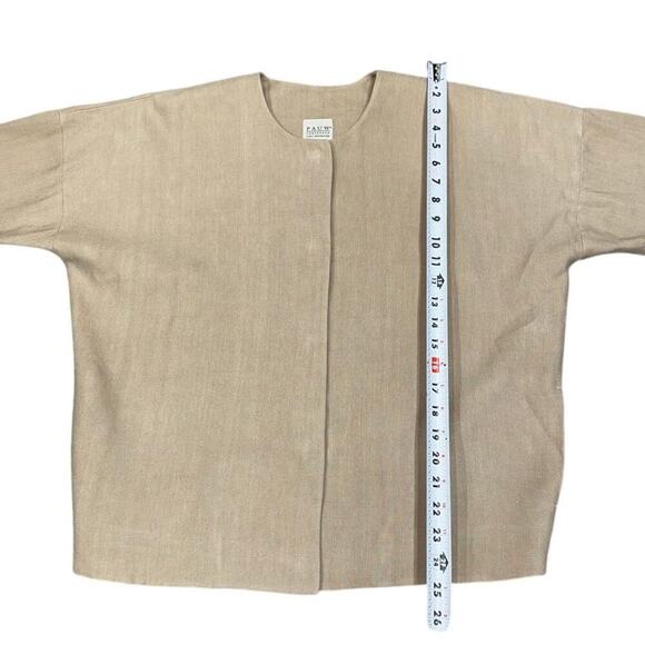 PAUW Linen Blend Tan Short Hidden Button Lightweight Blazer Pocket‎ No Collar 0 - Picture 10 of 13